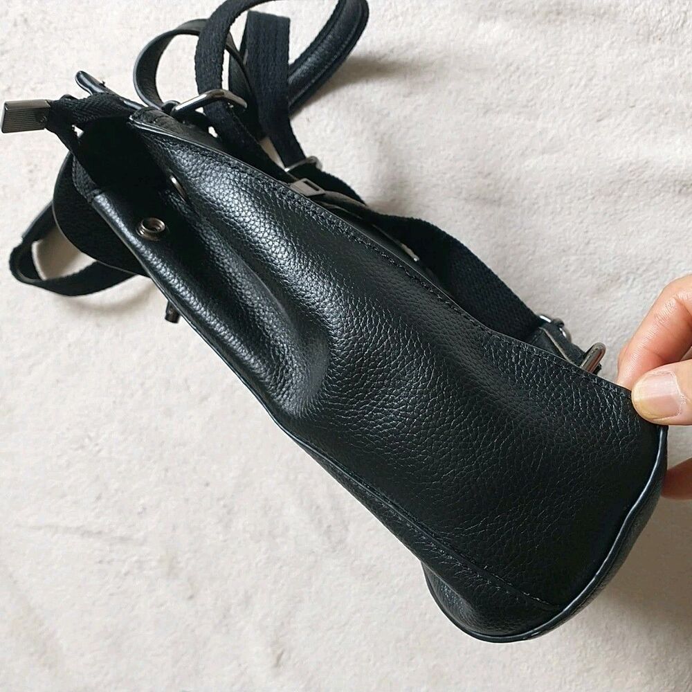 New Convertible Backpack Purse Bag Crossbody Zip Pebbled Black - Picture 3 of 10